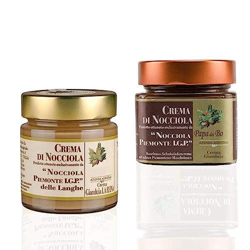Gianduia Haselnusscreme und Pure Haselnusscreme | 60% Haselnuss Tonda Langhe Piemont | Italienische Gourmet Spezialitäten | 2x250g Gianduia Haselnusscreme und Pure Haselnusscreme | 60% Haselnuss Tonda Langhe Piemont | Italienische Gourmet Spezialitäten | 2x250g von Aromataste