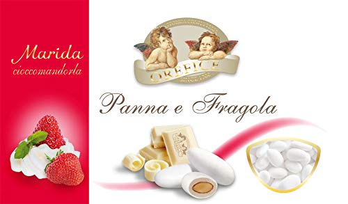Italienisch Hochzeitsmandeln für Gastgeschenke mit Weiß Schokolade und Erdbeergeschmack | 90 Stücke von Aromataste