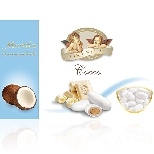 Italienisch Hochzeitsmandeln für Gastgeschenke mit Weiß Schokolade und Kokosnuss Geschmack | 90 Stücke von Aromataste