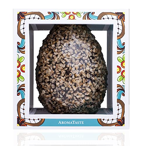 Italienische Handgemachtes Osterei | Zartbitterschokolade 75% | Haselnuss Tonda Giffoni | Glutenfreie | Geschenkbox | 300 gr von Aromataste