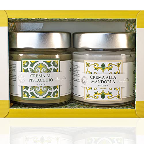 Sizilianisch Gourmet Geschenkbox | Mandel und Pistazien Creme | 2x200g von Aromataste
