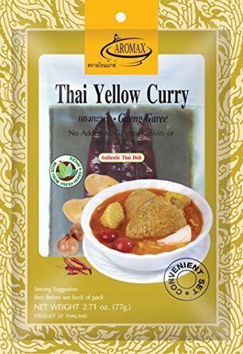 AROMAX Würz-Set zur Zubereitung eines gelben Currys mit Instant-Kokosmilchpulver, einer gelben Curry-Paste und Chilischoten von Aromax
