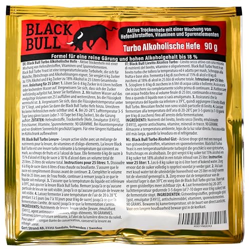 Black Bull Turbohefe – Trockenhefe für 18% ABV Schnaps von Aromhuset