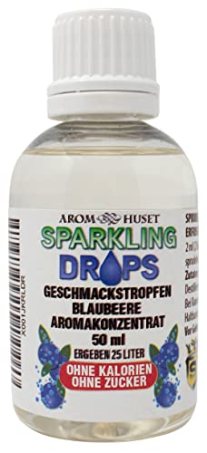 Blaubeer-Konzentrat-Drops | 1 Flasche 50 ml ergibt 25 Liter | hochkonzentriertes Aroma ohne Zucker | für Wassersprudler | prickelnd | Fertiggetränk von Aromhuset