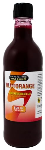 Blutorange Sirup 500 ml ergibt 16,5 L Getränk | Mischungsverhältnis 1:32 | Fertiggetränk | Softdrink | Blutorangensirup | ohne Zucker| Blutorangengeschmack von Aromhuset