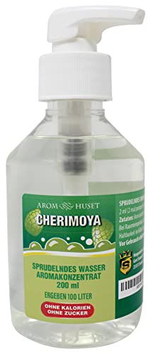 Cherimoya-Konzentrat 200 ml ergibt 100 L kohlensäurehaltiges Wasser | für SodaStream & Wassersprudler |ohne Zucker |null Kalorien| hochkonzentriertes Aroma 1:500 |+ GRATIS-Dosierspender von Aromhuset