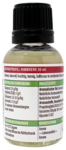Himbeere Konzentrat 30 ml | Super Aroma für die Lebensmittelindustrie und Enthusiasten | Lebensmittelaroma | Backaroma | Aromatropfen | Geschmackstropfen | zum Kochen, Backen & Mixen von Aromhuset