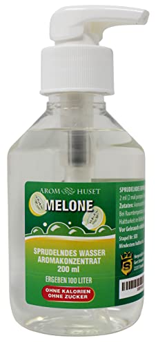 Melonen-Konzentrat 200 ml ergibt 100 L kohlensäurehaltiges Wasser |Melonengeschmack| für SodaStream & Wassersprudler |ohne Zucker|null Kalorien| hochkonzentriertes Aroma 1:500 |+ GRATIS-Dosierspender von Aromhuset