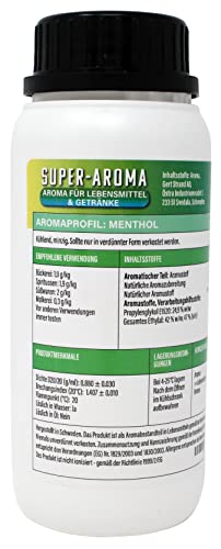 Menthol Konzentrat 280 ml | Super Aroma für die Lebensmittelindustrie und Enthusiasten | Lebensmittelaroma | Backaroma | Aromatropfen | Geschmackstropfen | zum Kochen, Backen & Mixen Menthol Konzentrat 280 ml | Super Aroma für die Lebensmittelindustrie und Enthusiasten | Lebensmittelaroma | Backaroma | Aromatropfen | Geschmackstropfen | zum Kochen, Backen & Mixen von Aromhuset