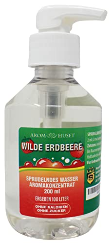 Wald-Erdbeeren-Konzentrat 200 ml ergibt 100 L kohlensäurehaltiges Wasser | für Wassersprudler | ohne Zucker | null Kalorien | hochkonzentriertes Aroma 1:500 | + GRATIS-Dosierspender von Aromhuset