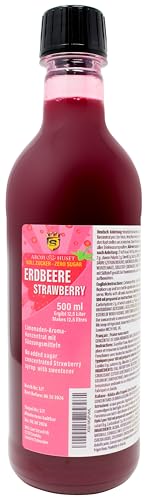 Zero Erdbeer-Getränkesirup | 500 ml ergeben 12,5 Liter | Erdbeer-Limonadekonzentrat ohne Konservierungsstoffe | kohlenhydratarm | zuckerfrei | Softdrink | für alle Wassersprudler | ohne Farbstoffe von Aromhuset