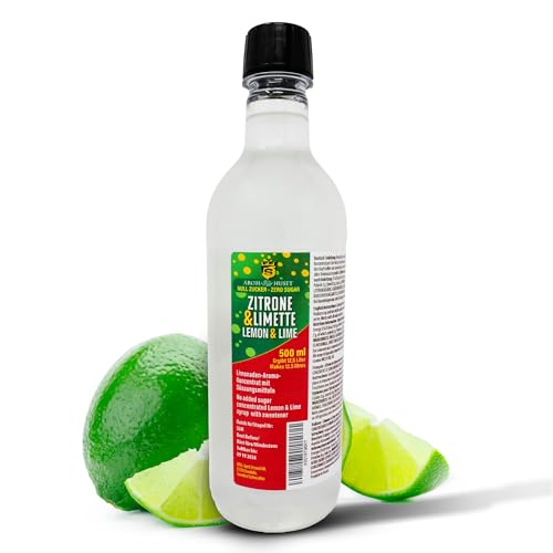 Zero Zitrone-Limette-Limonadenkonzentrat | 1 Flasche 500 ml ergibt 12,5 Liter | ohne Zucker | für Wassersprudler | Softdrink | Fertiggetränk | kalorienarm | ohne Konservierungsstoffe von Aromhuset