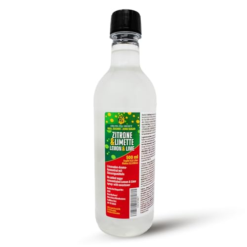 Zero Zitrone-Limette-Limonadenkonzentrat | 1 Flasche 500 ml ergibt 12,5 Liter | ohne Zucker | für Wassersprudler | Softdrink | Fertiggetränk | kalorienarm | ohne Konservierungsstoffe von Aromhuset