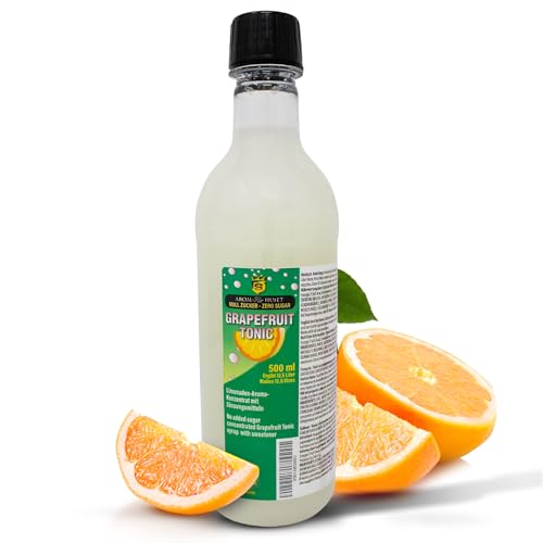 Zero Zucker Grapefruit-Tonic-Limonadenkonzentrat mit Chinin | 500 ml ergibt 12,5 Liter | ohne Zucker | für Wassersprudler | kalorienarm | ohne Konservierungsstoffe | ohne künstliche Farbstoffe von Aromhuset