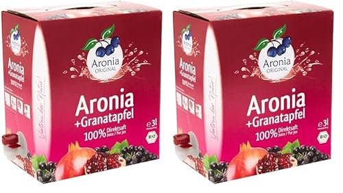 Aronia ORIGINAL Bio Aronia + Granatapfel Muttersaft | 3 Liter Direktsaft | Vegan, ohne Konservierungsstoffe, ohne Zuckerzusatz (lt. Gesetz) (Packung mit 2) von Aronia Original
