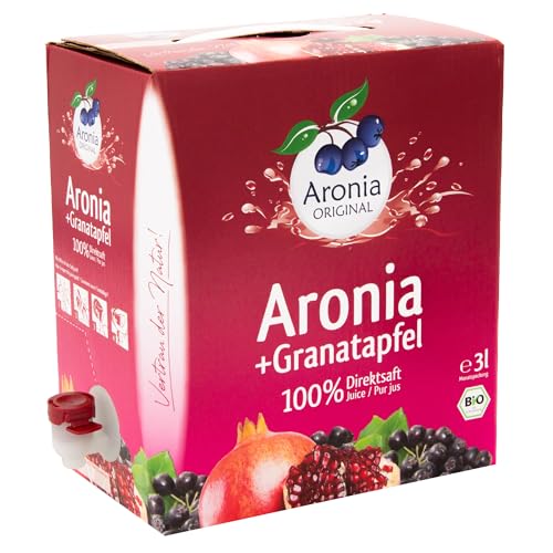 Aronia ORIGINAL Bio Aronia + Granatapfel Muttersaft | 3 Liter Direktsaft | Vegan, ohne Konservierungsstoffe, ohne Zuckerzusatz (lt. Gesetz) von Aronia Original