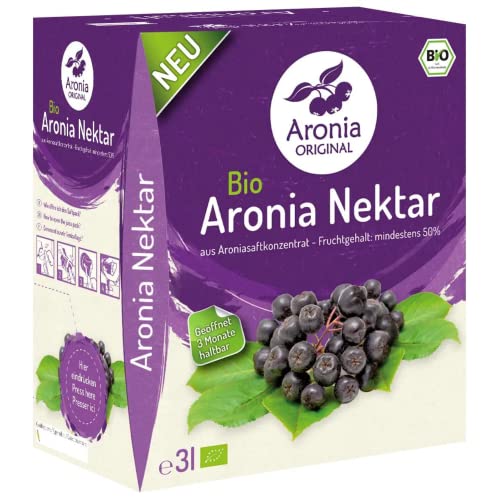 Aronia ORIGINAL Bio Aronia Nektar | 3 Liter Bio Nektar aus Aroniasaft, Birnensaft und Traubensaft | Vegan, ohne Konservierungsstoffe, ohne Zuckerzusatz (lt. Gesetz) von Aronia Original