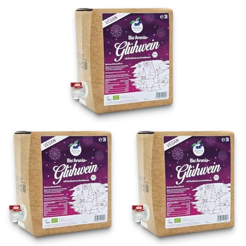 Bio Aronia Glühwein 3 Liter - mit Fruchtwein aus Aroniabeeren (Packung mit 3) von Aronia Original