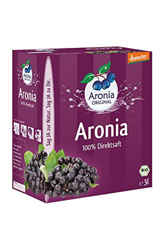 Aronia ORIGINAL Demeter Aronia Muttersaft aus deutschem Anbau | 3 Liter Bio Direktsaft aus 100% Aroniabeeren | Vegan, ohne Konservierungsstoffe, ohne Zuckerzusatz (lt. Gesetz) von Aronia Original