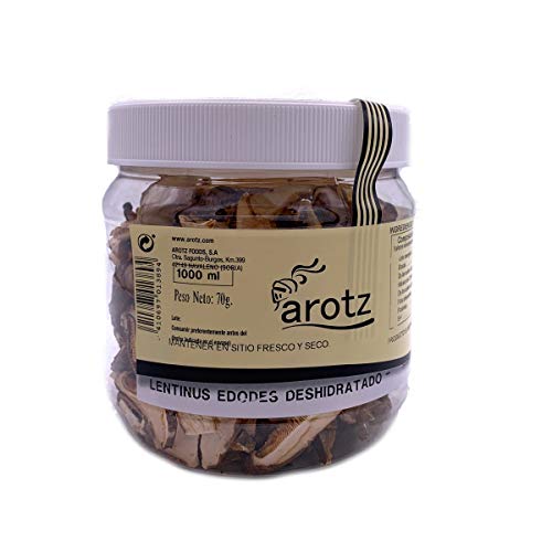 Kultivierter Shiitake Pilz - auch Lentinus edodes genannt - getrocknete Speisepilze der Spitzenklasse aus Spanien - in Scheiben- Superfood Pilz - 70 g, Menge:1 Stück von Arotz