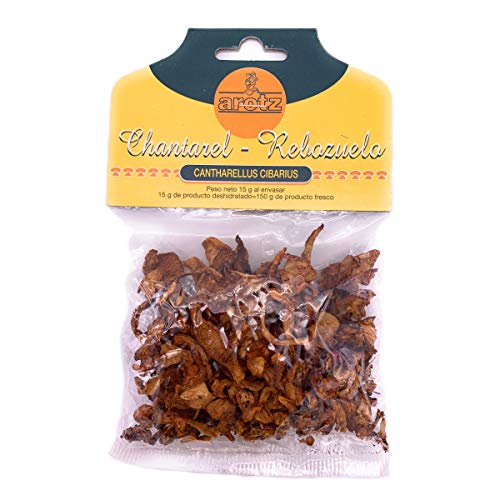 getrocknete wilde Pfifferlinge von Arotz aus Spanien - auch Cantharellus cibarius oder Eierschwammerl genannt - Speisepilze der Spitzenklasse aus Spanien - Scheiben - 15 g, Menge:1 Stück getrocknete wilde Pfifferlinge von Arotz aus Spanien - auch Cantharellus cibarius oder Eierschwammerl genannt - Speisepilze der Spitzenklasse aus Spanien - Scheiben - 15 g, Menge:1 Stück von Arotz