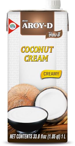 Aroy-D Kokosnusscreme – Kokoscreme zum Kochen und Backen – Ideal für Desserts, Suppen, Smoothies und Cocktails – 1 x 1 l von Aroy-D