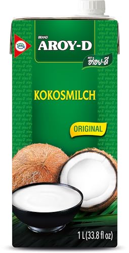 Aroy-D Kokosnussmilch – Kokosmilch zum Kochen und Backen – Ideal für Desserts, Suppen, Smoothies und Cocktails – 1 x 1 l von Aroy-D