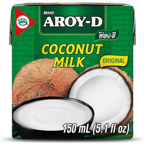 Aroy-D Kokosnussmilch – Kokosmilch zum Kochen und Backen – Ideal für Desserts, Suppen, Smoothies und Cocktails – 6 x 150 ml von Aroy-D