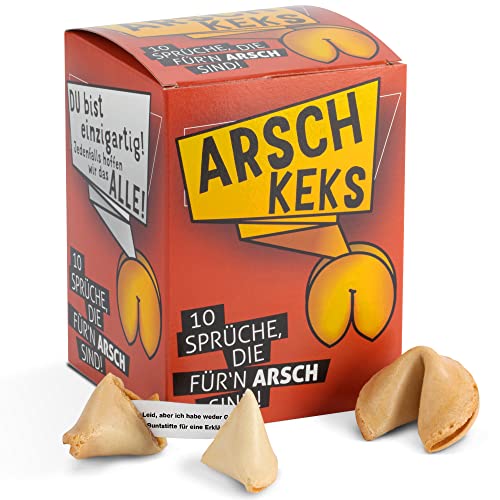 10 x Glückskekse lustig einzeln verpackt - Glückskeks mit Sprüchen Deutsch - Vegan auch als Geschenk - Made in Germany – Kleine Geschenke von Arschkeks FOOD crew