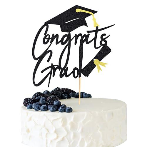 Arthsdite 1 x Tortenaufsatz mit Aufschrift "Congrats Grad", 2025 Abschlussfeier, Congrats Grade Dekorationen, 2025 High School/College/Senior Graduation Party Dekorationen Supplies – schwarzer Glitzer Arthsdite 1 x Tortenaufsatz mit Aufschrift "Congrats Grad", 2025 Abschlussfeier, Congrats Grade Dekorationen, 2025 High School/College/Senior Graduation Party Dekorationen Supplies – schwarzer Glitzer von Arthsdite
