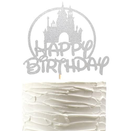 Arthsdite Burg Geburtstag Kuchen Topper, Schloss Thema Geburtstag Party Dekoration, Prinzessin Prinz Happy Birthday Kuchen Dekoration - Silber Glitzer Arthsdite Burg Geburtstag Kuchen Topper, Schloss Thema Geburtstag Party Dekoration, Prinzessin Prinz Happy Birthday Kuchen Dekoration - Silber Glitzer von Arthsdite