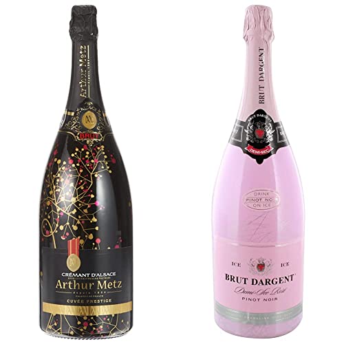 Arthur Metz - Crémant d'Alsace Brut (1 x 1.5 l) & Brut Dargent Ice Rose Pinot Noir Demi-Sec Halbtrocken (1 x 1.5 l) von Arthur Metz
