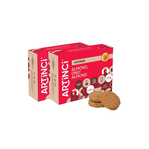 Artinci Almond Keto Cookies | Gluten-Free, Sugar-Free Biscuit | Diet Snacks for Healthy Living Made with Natural Stevia-Based Sweetener Blend (185gm) (Pack of 2) von Artinci
