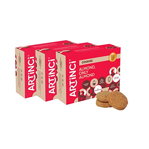 Artinci Almond Keto Cookies | Gluten-Free, Sugar-Free Biscuit | Diet Snacks for Healthy Living Made with Natural Stevia-Based Sweetener Blend (185gm) (Pack of 3) von Artinci