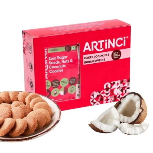 Artinci Coconut Keto Cookies | Sugar-Free Biscuit | Diet Snacks for Healthy Living Low Carb Ingredients (185gm) (Pack of 1) von Artinci