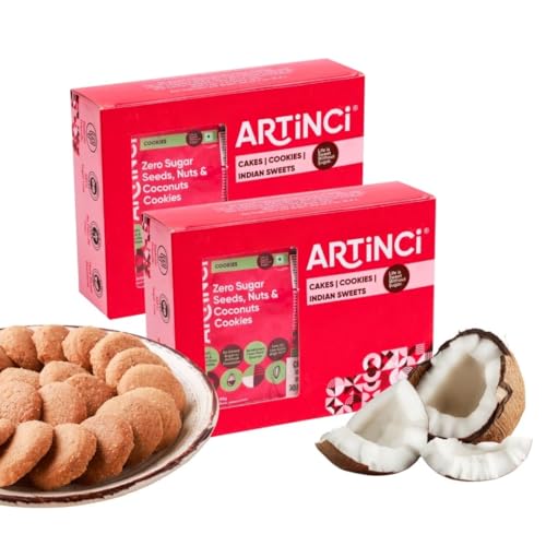 Artinci Coconut Keto Cookies | Sugar-Free Biscuit | Diet Snacks for Healthy Living Low Carb Ingredients (185gm) (Pack of 2) von Artinci