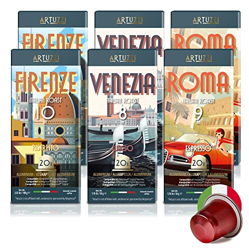 Artuzzi 120 kompatible Nespresso Kapseln I Espresso Lungo Ristretto I Kaffeekapseln Probierbox I Aluminium I Italienische Röstung Artuzzi 120 kompatible Nespresso Kapseln I Espresso Lungo Ristretto I Kaffeekapseln Probierbox I Aluminium I Italienische Röstung von Artuzzi