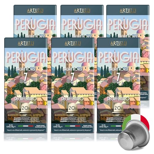 NEU Artuzzi Perugia I 120 koffeinfreie Kaffeekapseln I Kompatibel mit Nespresso Maschinen I Entkoffeinierter Espresso I Italienische Röstung NEU Artuzzi Perugia I 120 koffeinfreie Kaffeekapseln I Kompatibel mit Nespresso Maschinen I Entkoffeinierter Espresso I Italienische Röstung von Artuzzi