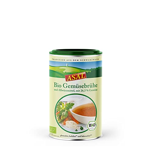 Asal Bio Gemüsebrühe 290g für 16 Liter- Suppe mit 26% Gemüseanteil, ohne Geschmacksverstärker & ohne Hefe, Bouillon zum würzen, Salzersatz & vegan von Asal