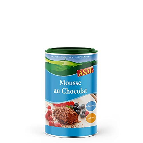ASAL Mousse au Chocolat zuckerreduziert für bewusste Naschkatzen – leckeres Dessertcremepulver bei vollem Schokoladengeschmack, ohne Geschmacksverstärker, hoher Proteingehalt, Ballaststoffquelle, nur 5,9g Zucker pro 100g Zubereitung, 200g von Asal