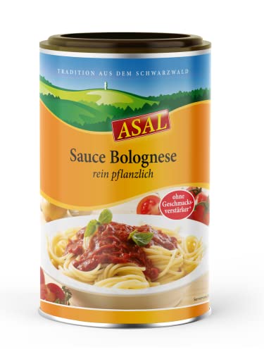 Asal Sauce Bolognese 250 g für 1,25 Liter - die leckere fleischlose Alternative zu klassischen Hackfleischsoßen, vegan, ohne Geschmacksverstärker, nicht nur zu Pasta lecker, sondern auch zu Reisgerichten oder Aufläufen von Asal
