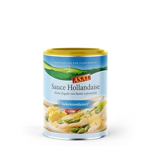 Sauce Hollandaise kalorienreduziert 400g für 2,5 Liter – leckere, fettreduzierte und zart-cremige Soße für Spargel und Gemüse, bis zu 90% weniger Fett und 80% weniger Kohlenhydrate, kinderleichte Zubereitung mit Wasser, keine zusätzliche Butter notwendig, ohne Palmöl, kein Palmfett von Asal