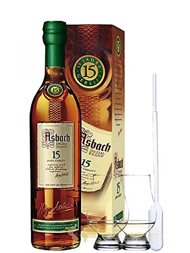 Asbach 15 Jahre Spezialbrand 0,7 Liter + 2 Glencairn Gläser und Einwegpipette von Asbach