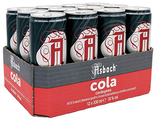 Asbach Cola Dose (12 x 0.33 l) - "Futschi" – "Rüscherl" – "Dopsi" – "Oschi" - "Hütchen" von Asbach