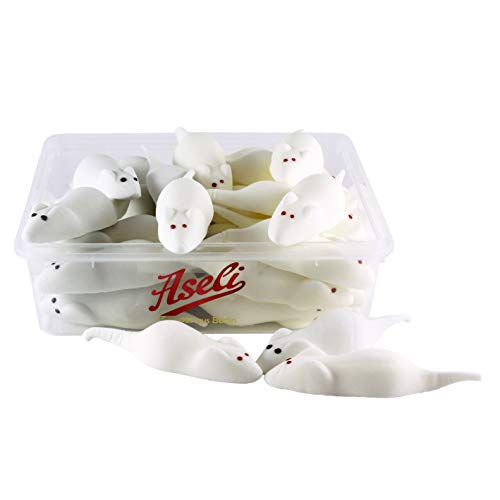 300g Aseli Riesenmäuse | Weiche Schaumzucker-Ware | Süße Schaum-Mäuse | Weiße und graue Speckmäuse | In wiederverschließbarer Box | Schaumzucker-Figuren handgefertigt | Glutenfrei | Laktosefrei 300g Aseli Riesenmäuse | Weiche Schaumzucker-Ware | Süße Schaum-Mäuse | Weiße und graue Speckmäuse | In wiederverschließbarer Box | Schaumzucker-Figuren handgefertigt | Glutenfrei | Laktosefrei von Aseli