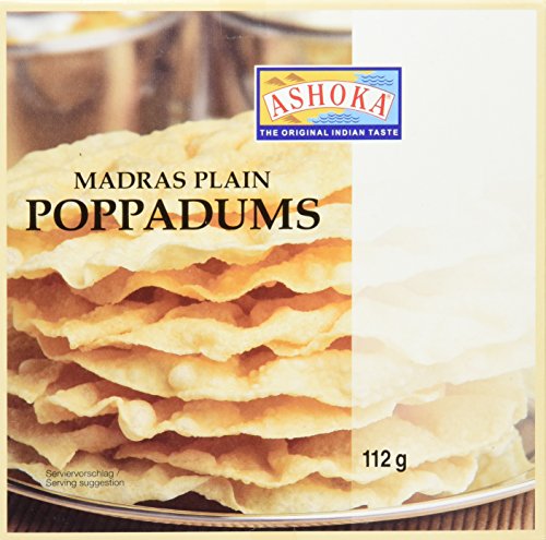 ASHOKA Poppadums, Linsenmehlfladen Madras Plain (1 x 112 g) von Ashoka