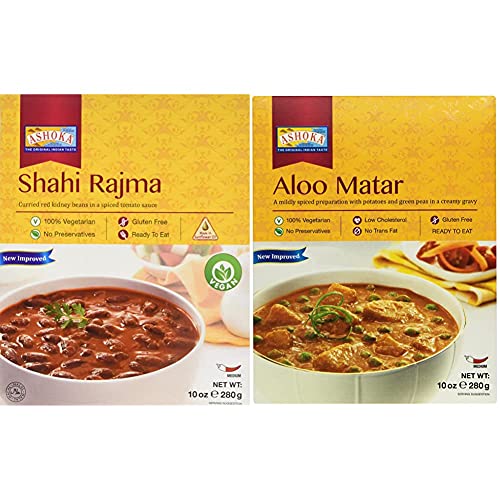 ASHOKA Shahi Rajma Fertiggericht, 6er Pack (6 x 280 g) & Aloo Matar Fertiggericht, 6er Pack (6 x 280 g) von Ashoka