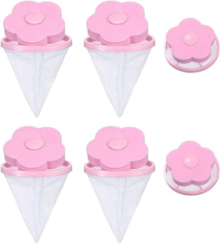 Furlock Pro Waschmaschine, Furlock Pro Fusselfänger für Wäsche, Waschmaschine, wiederverwendbarer Netzbeutel, schwimmender Haustierfellfänger (Pink*4) von Ashopfun
