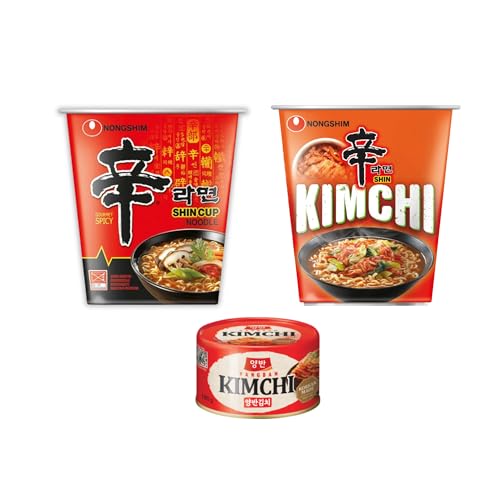 Asian Box - Ramen in Vorteilspack - Koreanische Instant Nudeln Cups | Scharfe Shin Ramyun, Kimchi Ramyun und orginale Dongwon Kimchi | authentische Geschmack von Asian Box