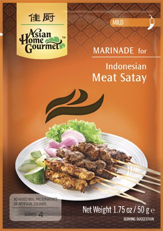 ASIAN HOME GOURMET 3er Pack Marinade für indonesisches Fleisch Satay / Saté MILD [3x 50g] von Asian Home Gourmet